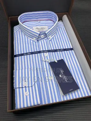 Thomas Mason Stripped Blue Long Sleeved Shirt