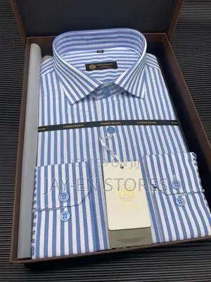 Thomas Mason Stripped Blue Long Sleeved Shirt