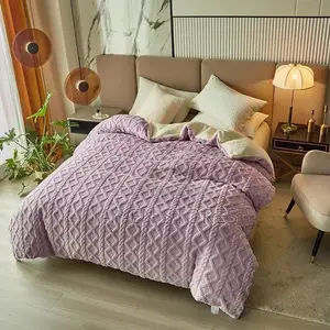 Purple Tuffed Duvet With 2 Pillowcases