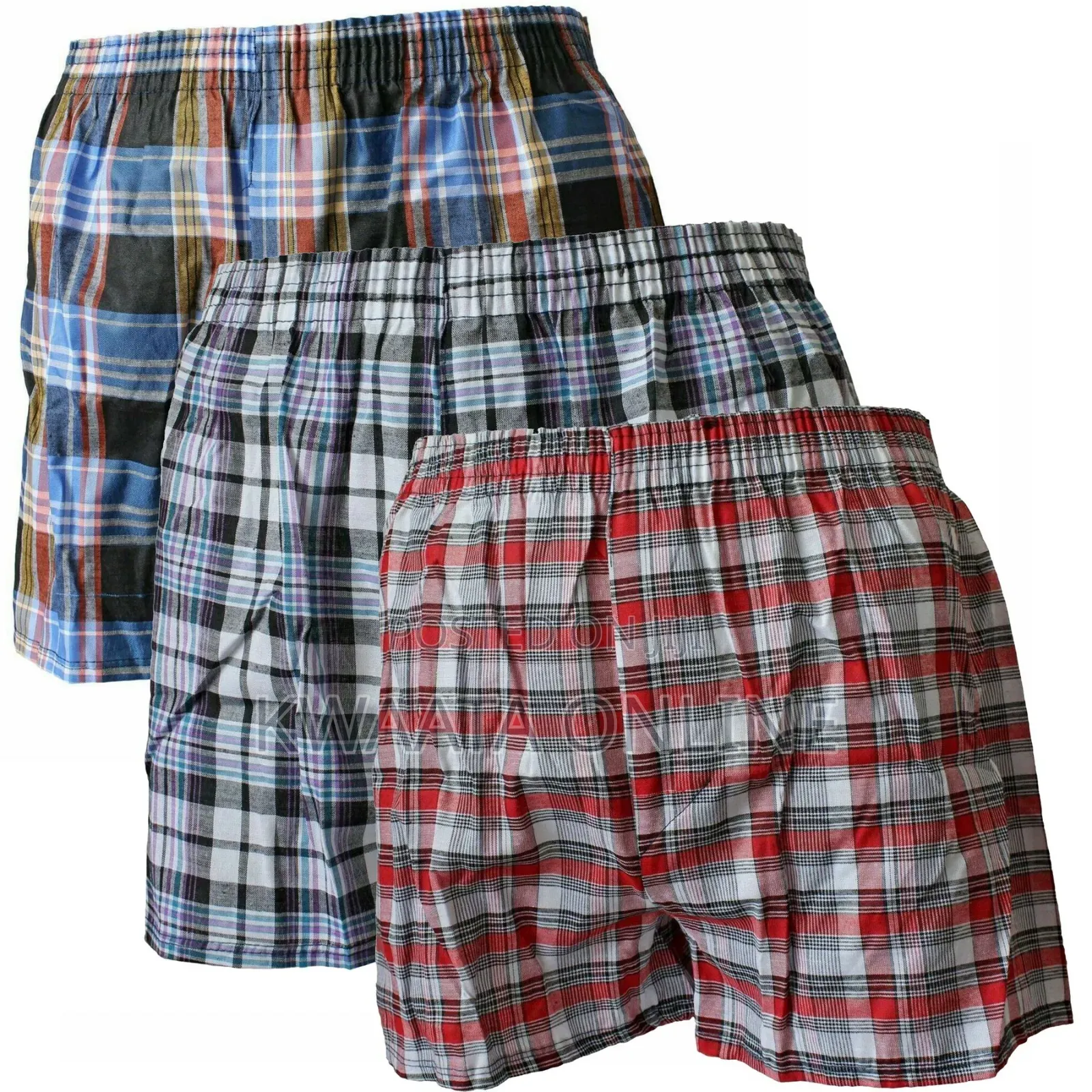 3 Piece Pack Ata Mens Boxers Cotton Tartan Checkered Shorts