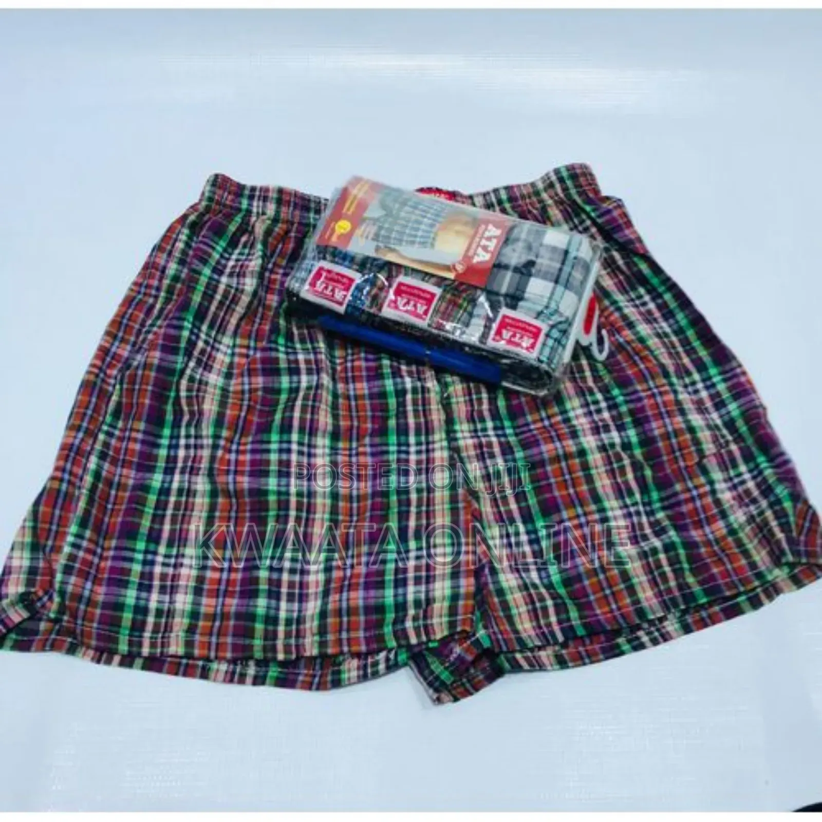 3 Piece Pack Ata Mens Boxers Cotton Tartan Checkered Shorts