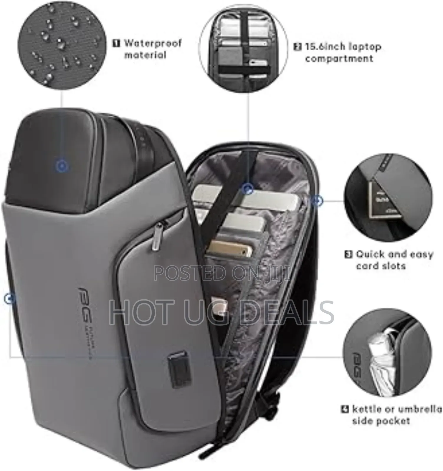 Water Resistant Laptop Bag With Usb Charging Port - Black