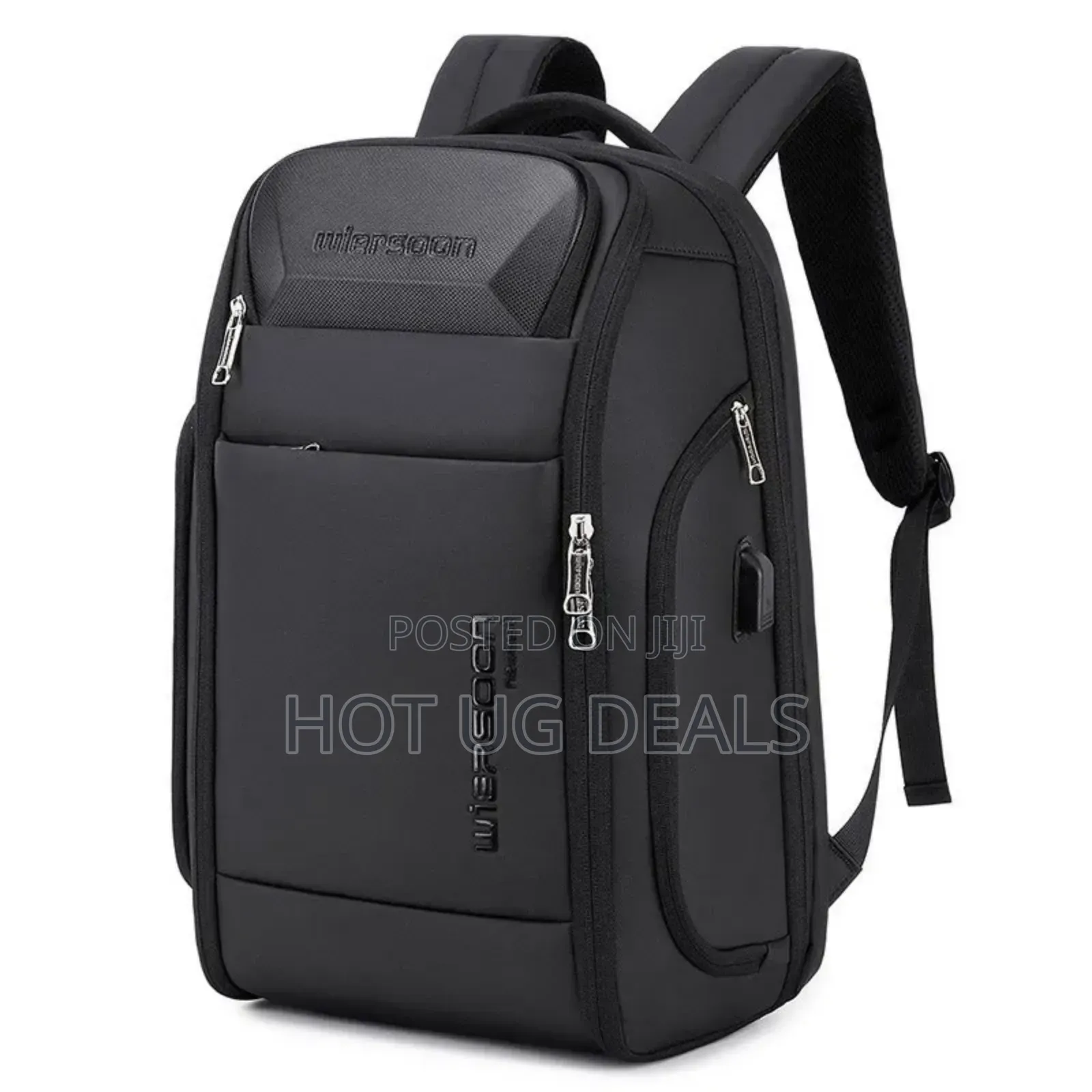 Unisex Water Resistant Laptop Back Bag - Black