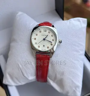 Red Silver Cartier Swiss Made Watch