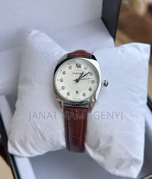 Brown Silver Cartier Swiss Made Watch