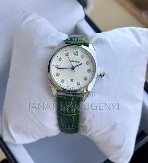 Green Gold Cartier Swiss Made Watch With White Display