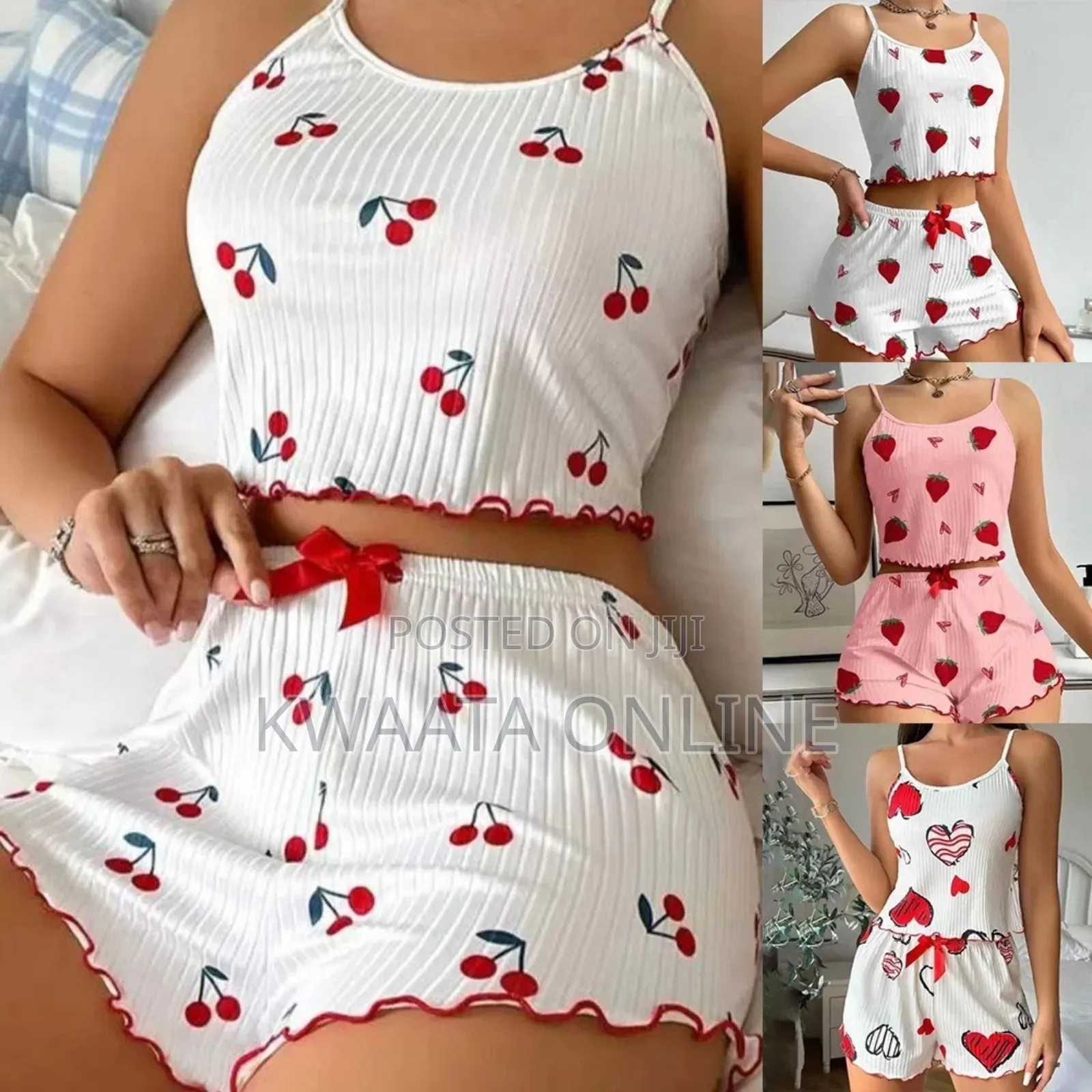Fashionable Womens Printed Pajamas Set With Shorts and Tops