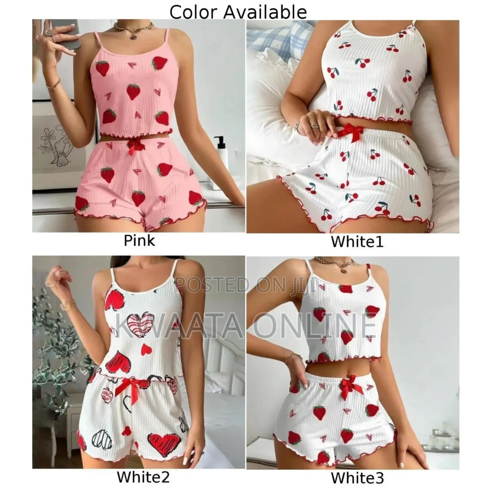 Fashionable Womens Printed Pajamas Set With Shorts and Tops