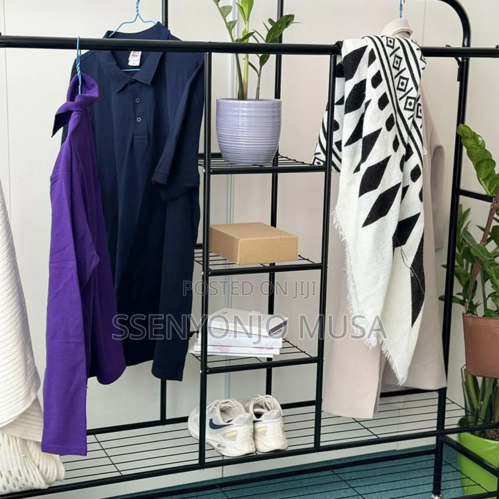 Portable Closet - Double Rods Garment Rack With Shelves