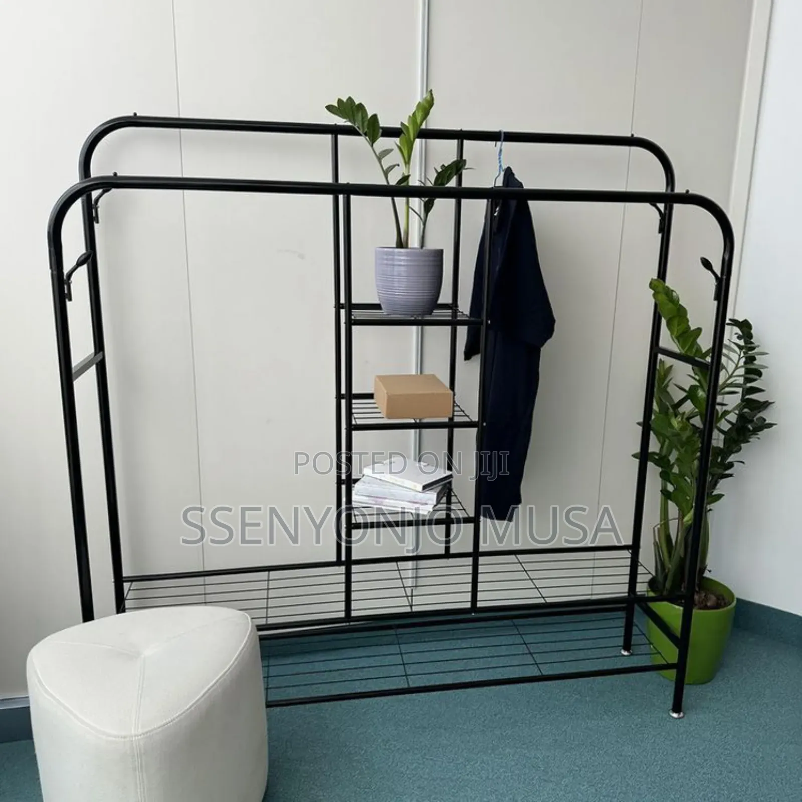 Portable Closet - Double Rods Garment Rack With Shelves