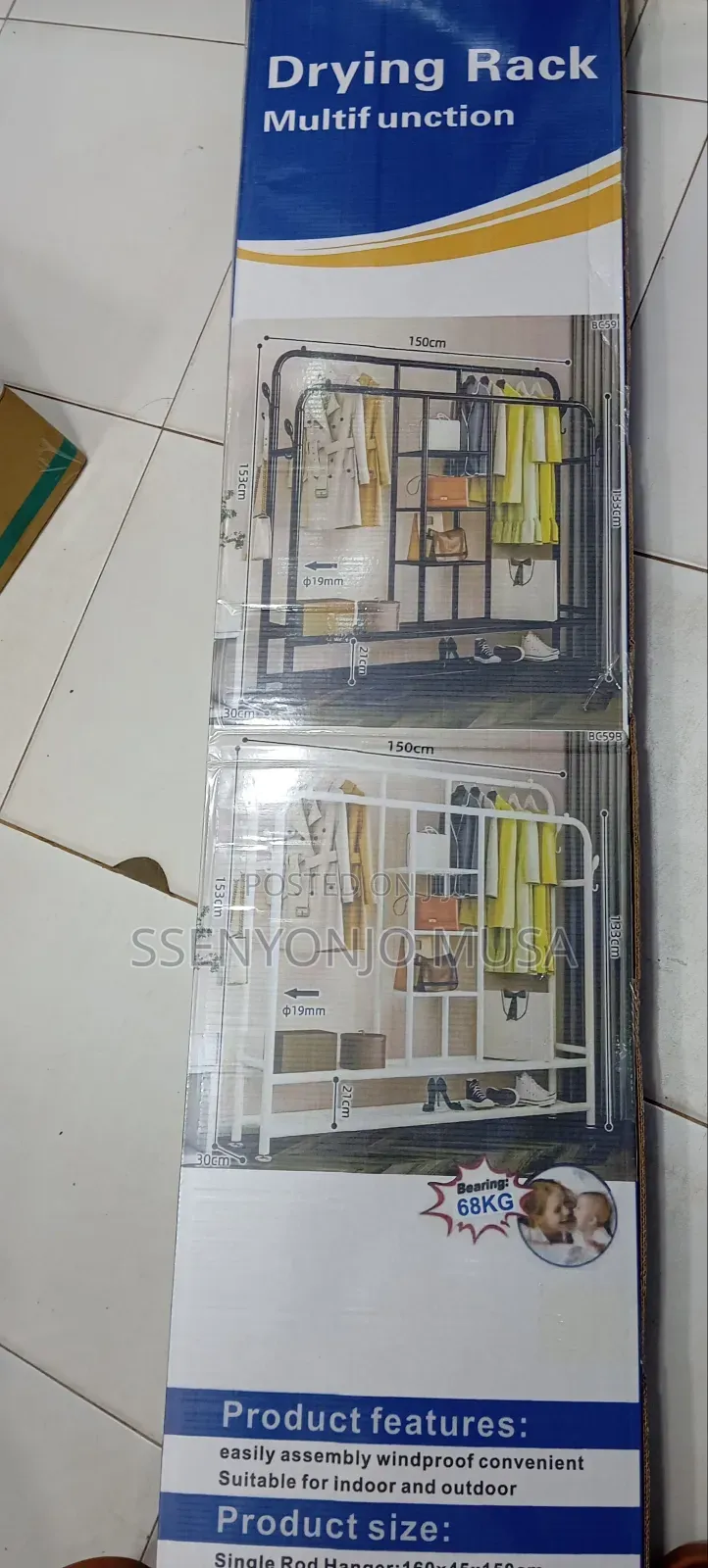 Portable Closet - Double Rods Garment Rack With Shelves