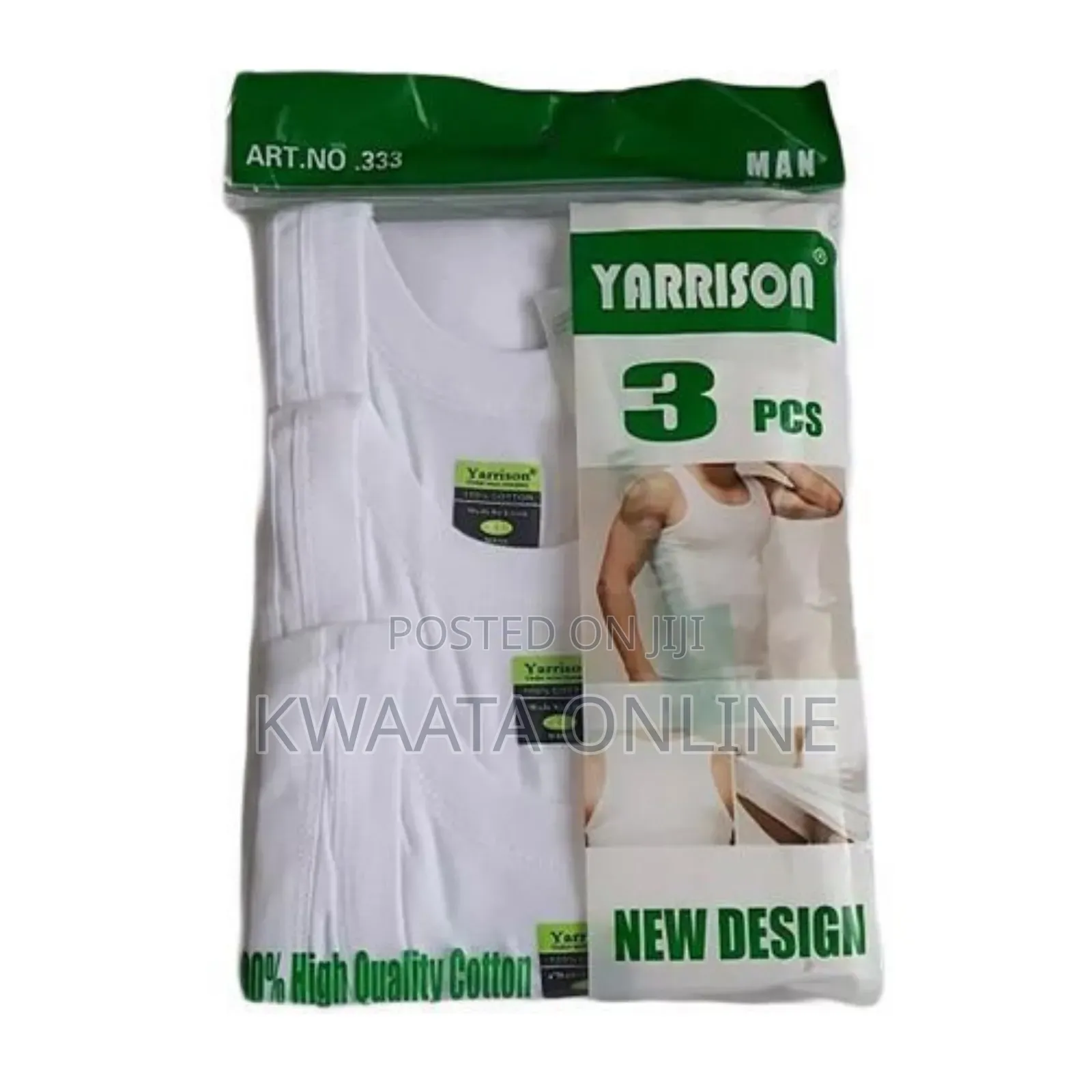 Yarisson 3pc Premium 100% Pure Cotton Men Fitted Vest- White