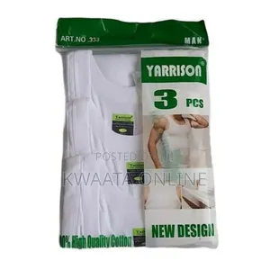 Yarisson 3pc Premium 100% Pure Cotton Men Fitted Vest- White