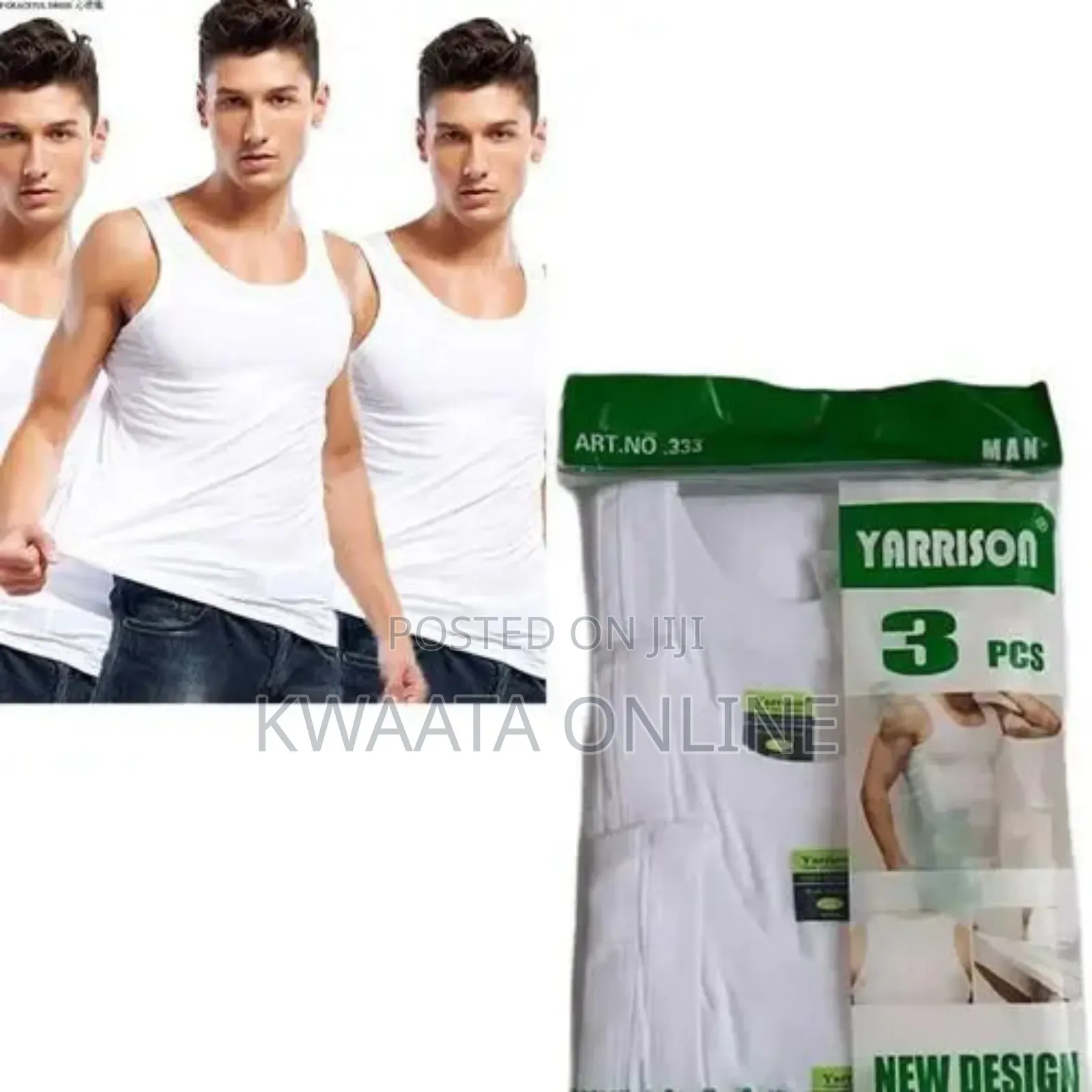 Yarisson 3pc Premium 100% Pure Cotton Men Fitted Vest- White
