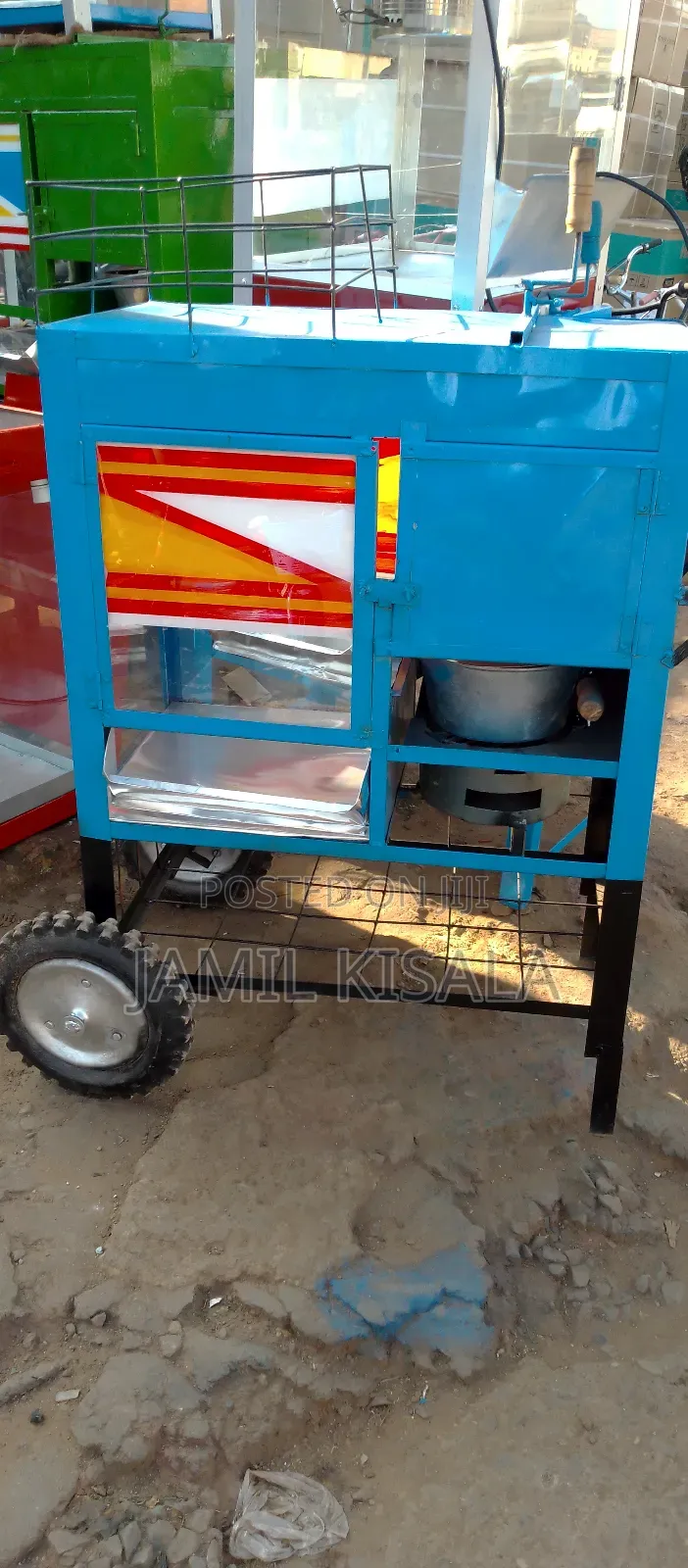 Charcoal Popcorn Machine With H Wheels