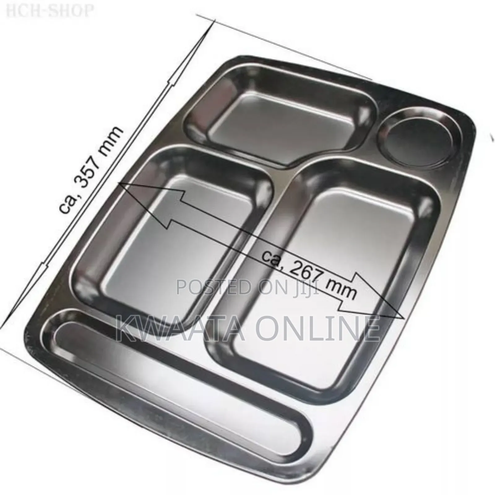 1 Piece Partition Stainless Steel Plate - Silver