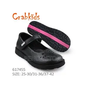 Comfort Fit Girls Leather School Shoes Black Crab Kids