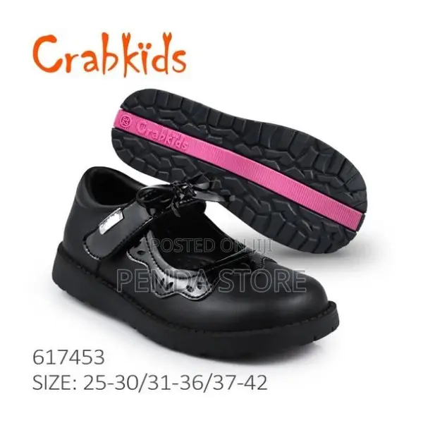Girls Smart Black School Shoes Durable Sole Crabkids