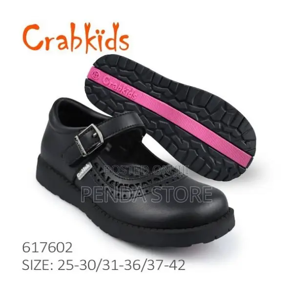 Girls Black School Shoes Anti-Slip Design Girls Crabkids
