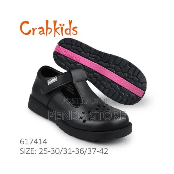 Soft Padded Black Girls School Shoes Crabkids