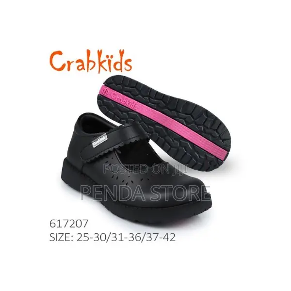 Crabkids Slip-on Black Girls School Shoes