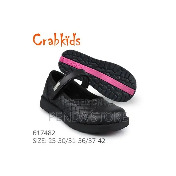Crabkids Breathable Mesh Black Girls School Shoes