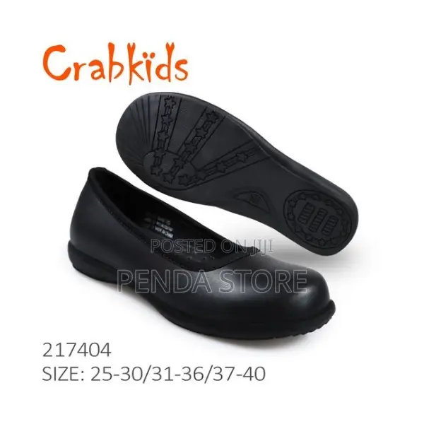 Crabkids Low Heel Black Girls School Shoes