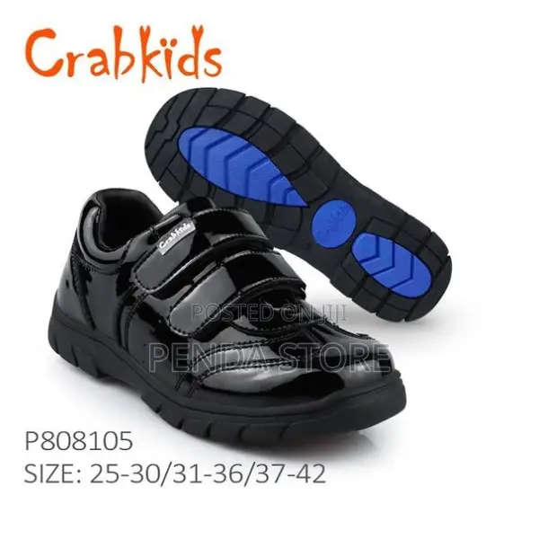 Crabkids Tough Sole Black Boys School Shoes