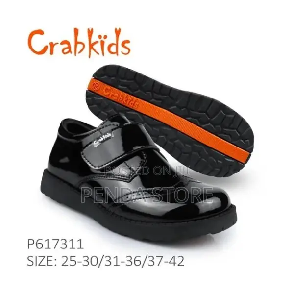 Quality Padded Black Boys School Shoes Crab Kids