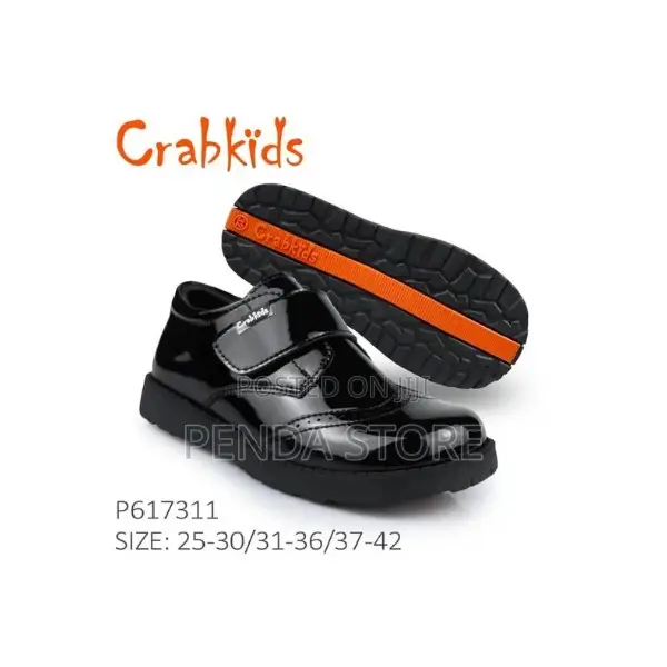 Quality Padded Black Boys School Shoes Crab Kids