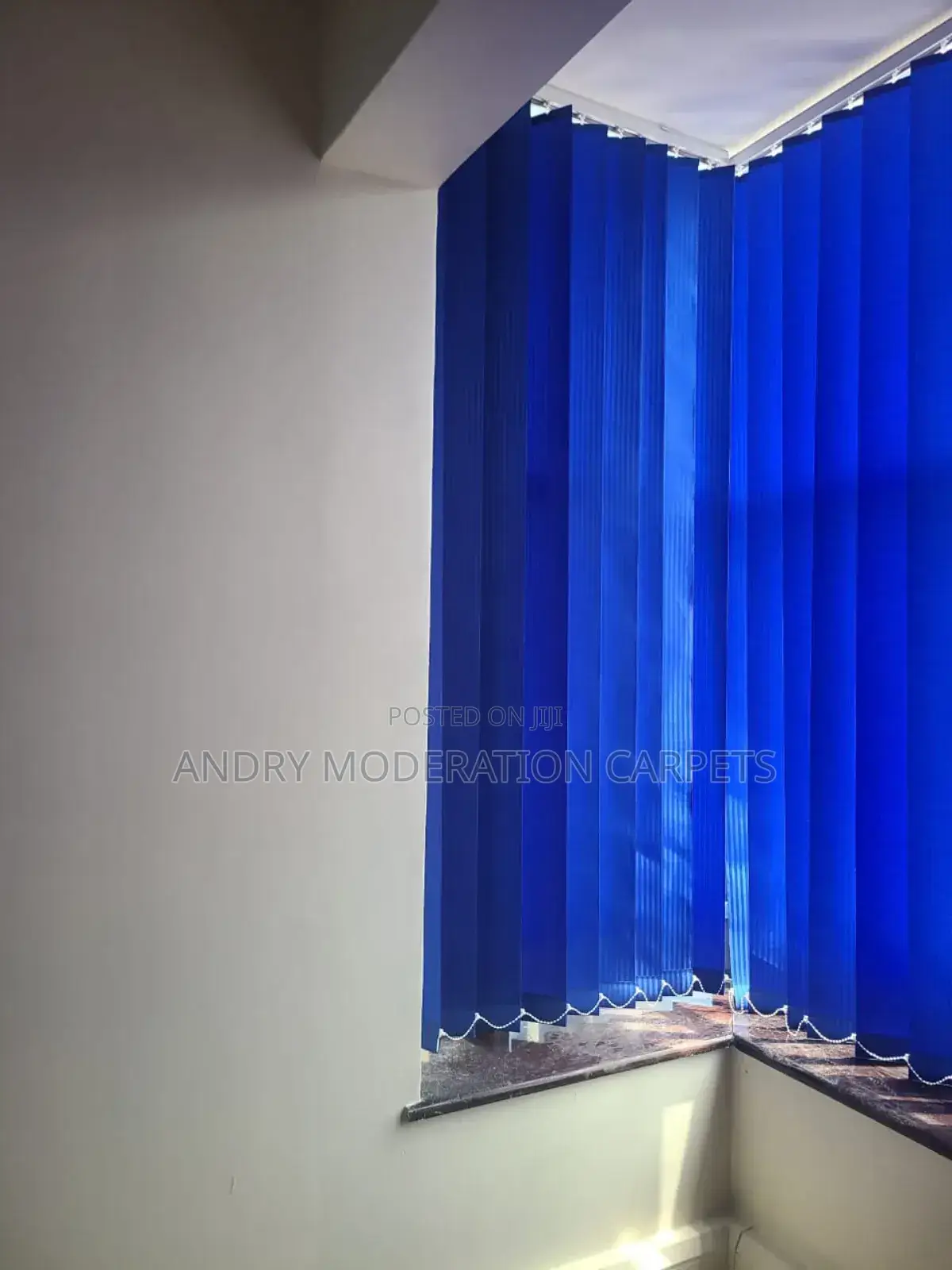 Vertical Royal Blue Office Blind Curtains
