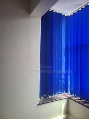 Vertical Royal Blue Office Blind Curtains
