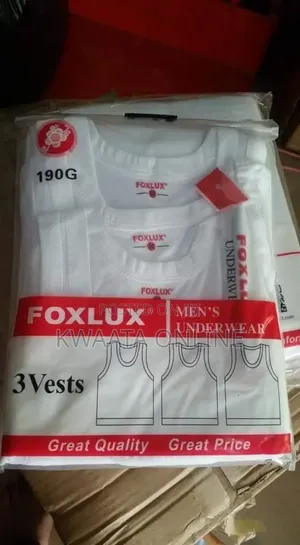 Fox Lux Premium 100% Cotton Men`S Vest White Pack of 3 PCS