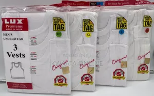 Fox Lux Premium 100% Cotton Men`S Vest White Pack of 3 PCS