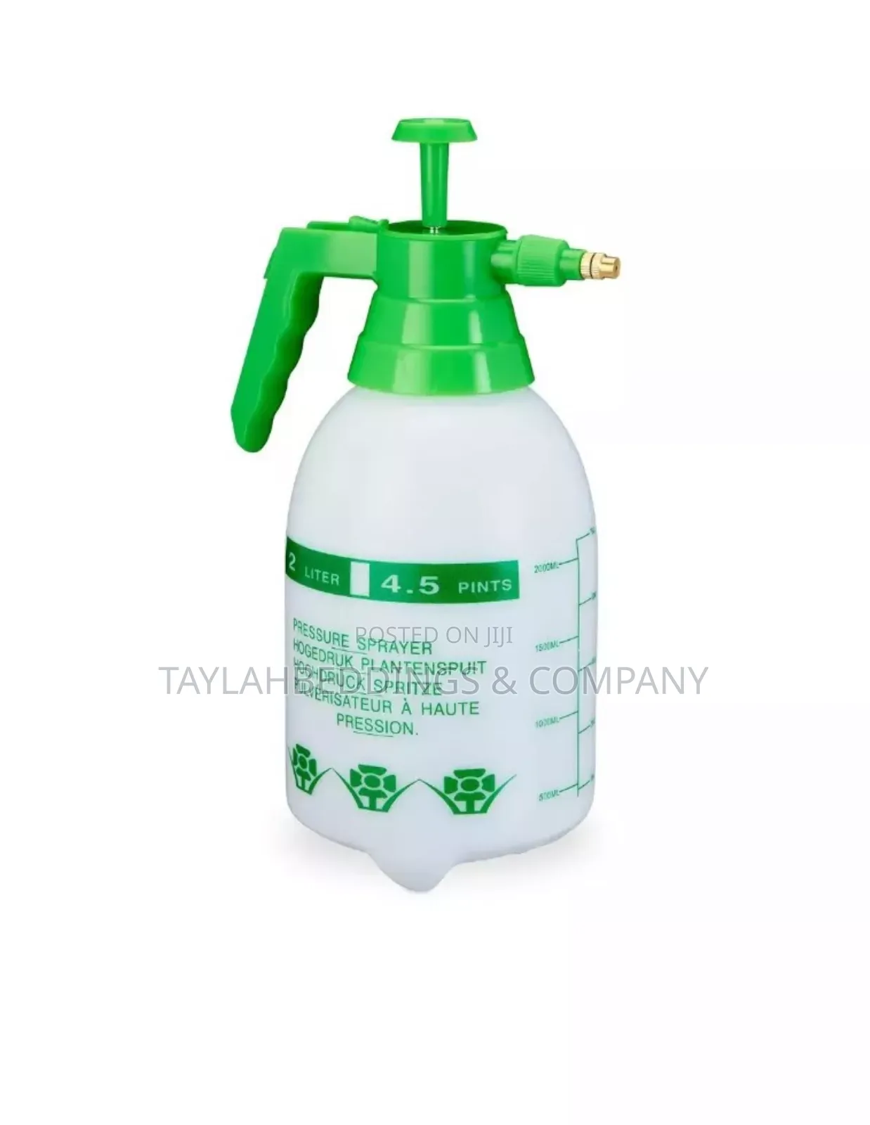 High Pressure Sprayer, 2 Litres, Adjustable Brass Nozzle