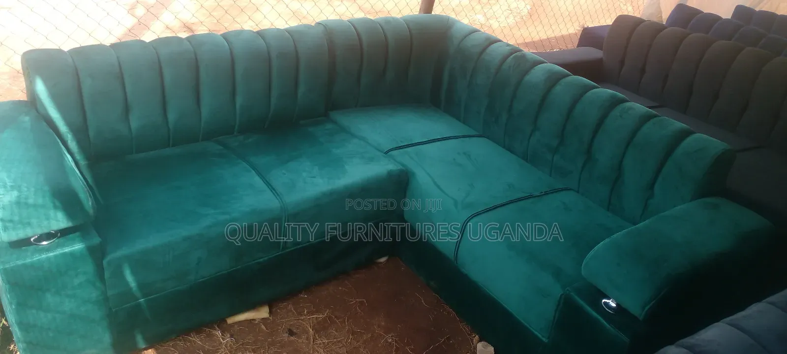 Heavy Fabric Green Sofa Set