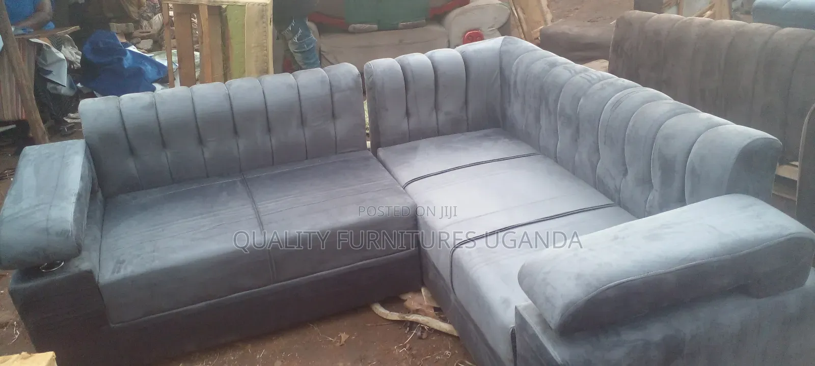 Transformed Gray L Sofa Set