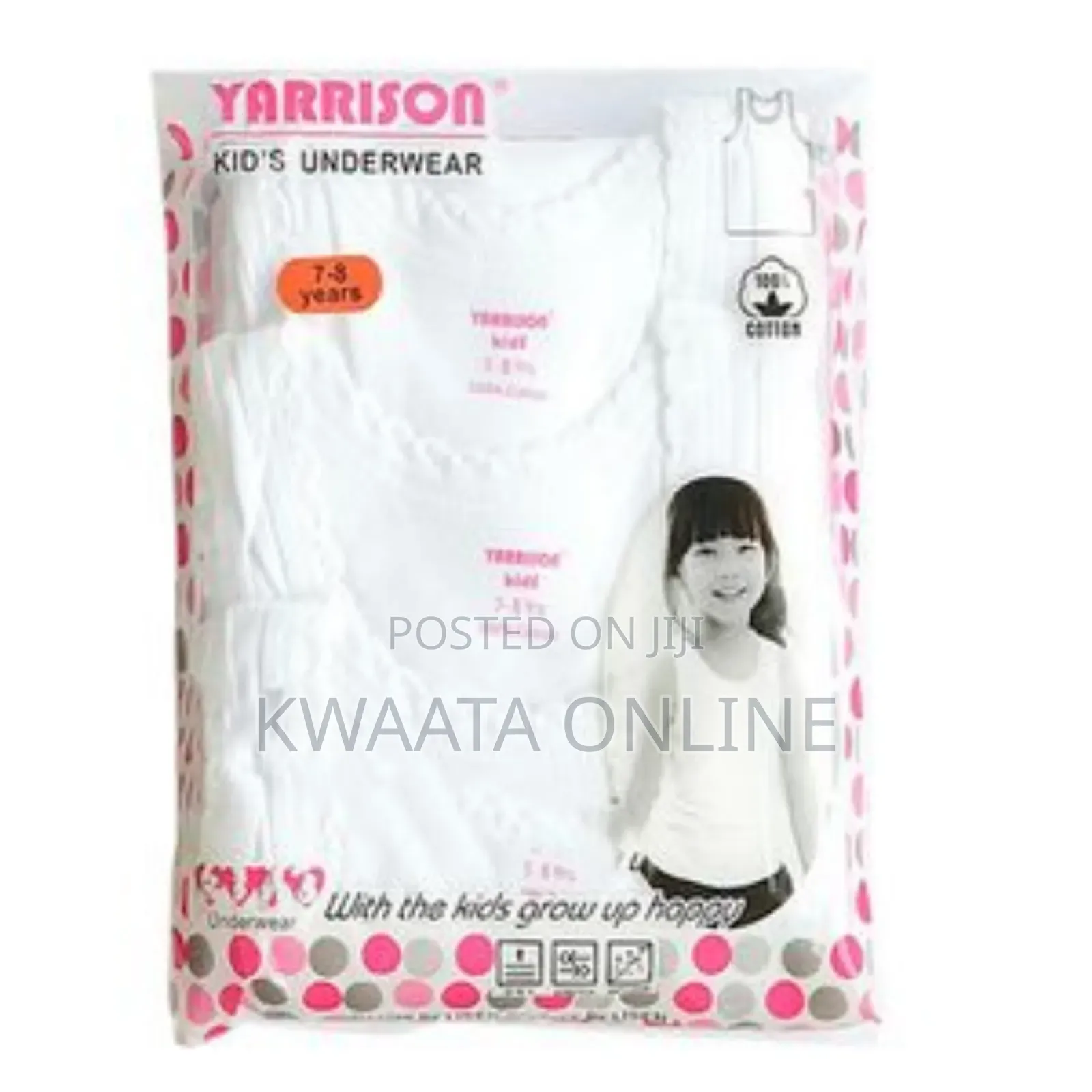 Yarrison Girls Cotton Vest /Singlet Set - 3 PCS Pack - White