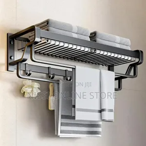 Wall Mounted Bathroom Towel Holder With Hooks
