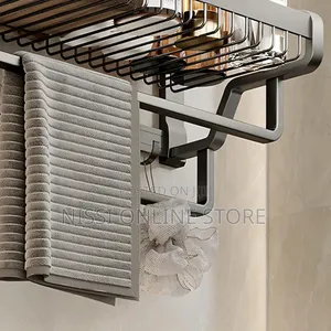 Wall Mounted Bathroom Towel Holder With Hooks