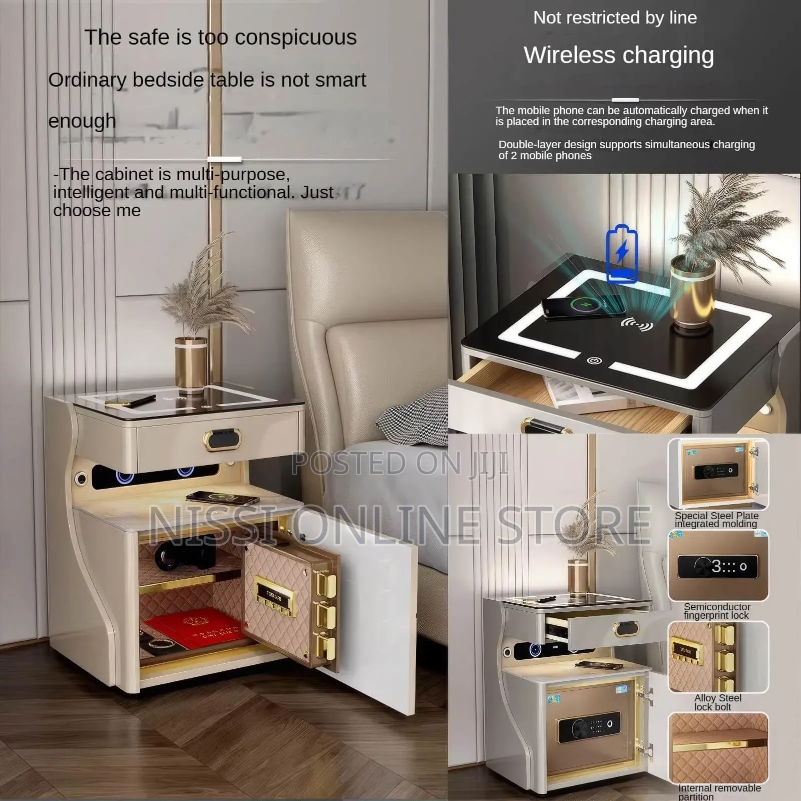 Smart Built in Safe and Bedside Table