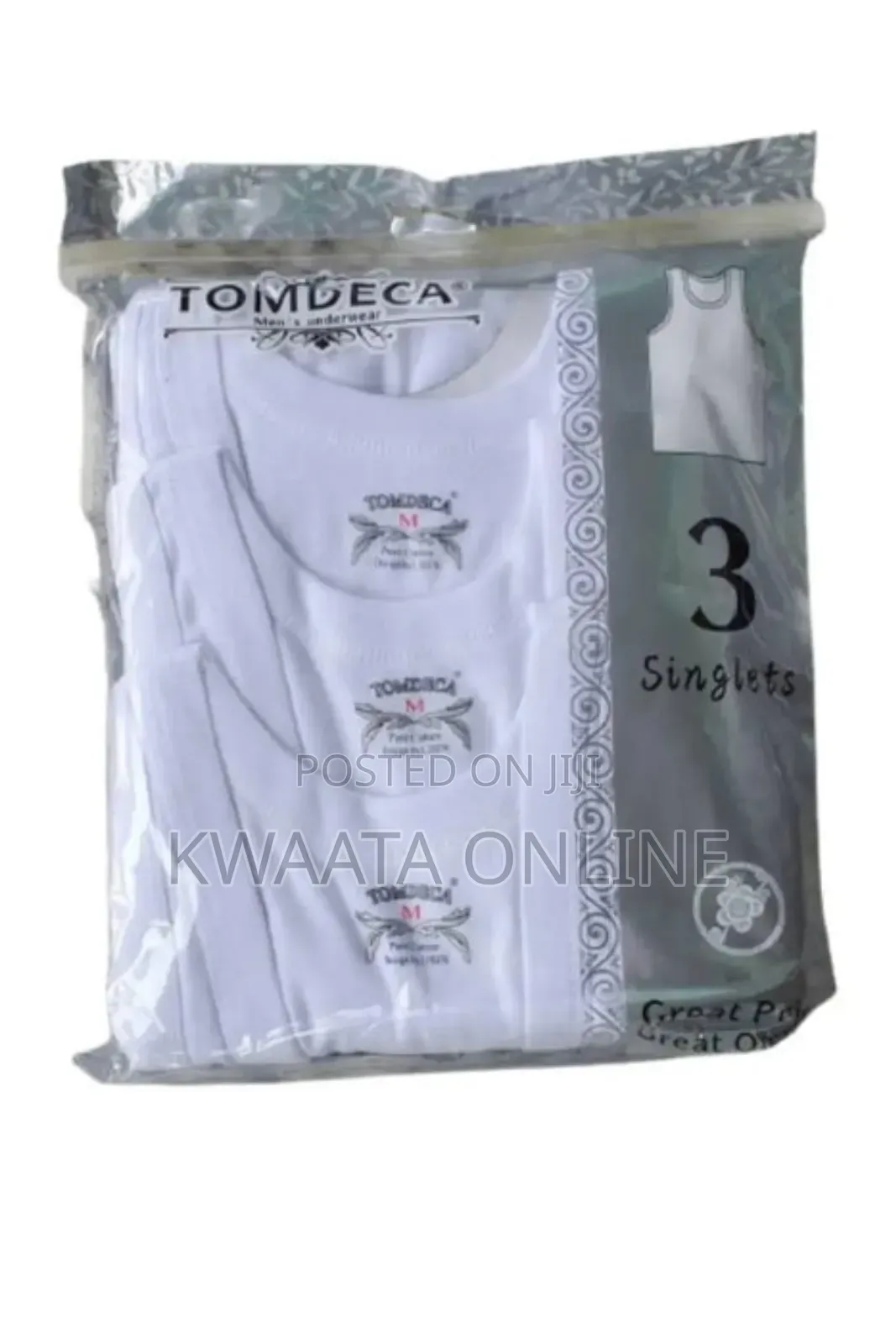Tomdeca Original Mens Vests 3pcs Pure Cotton