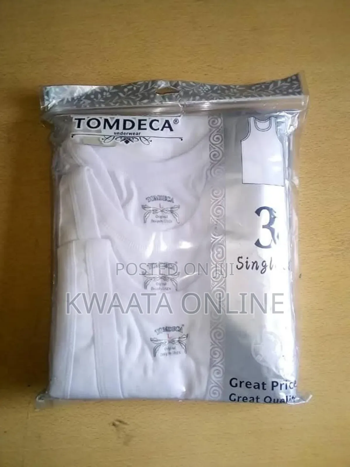 Tomdeca Original Mens Vests 3pcs Pure Cotton
