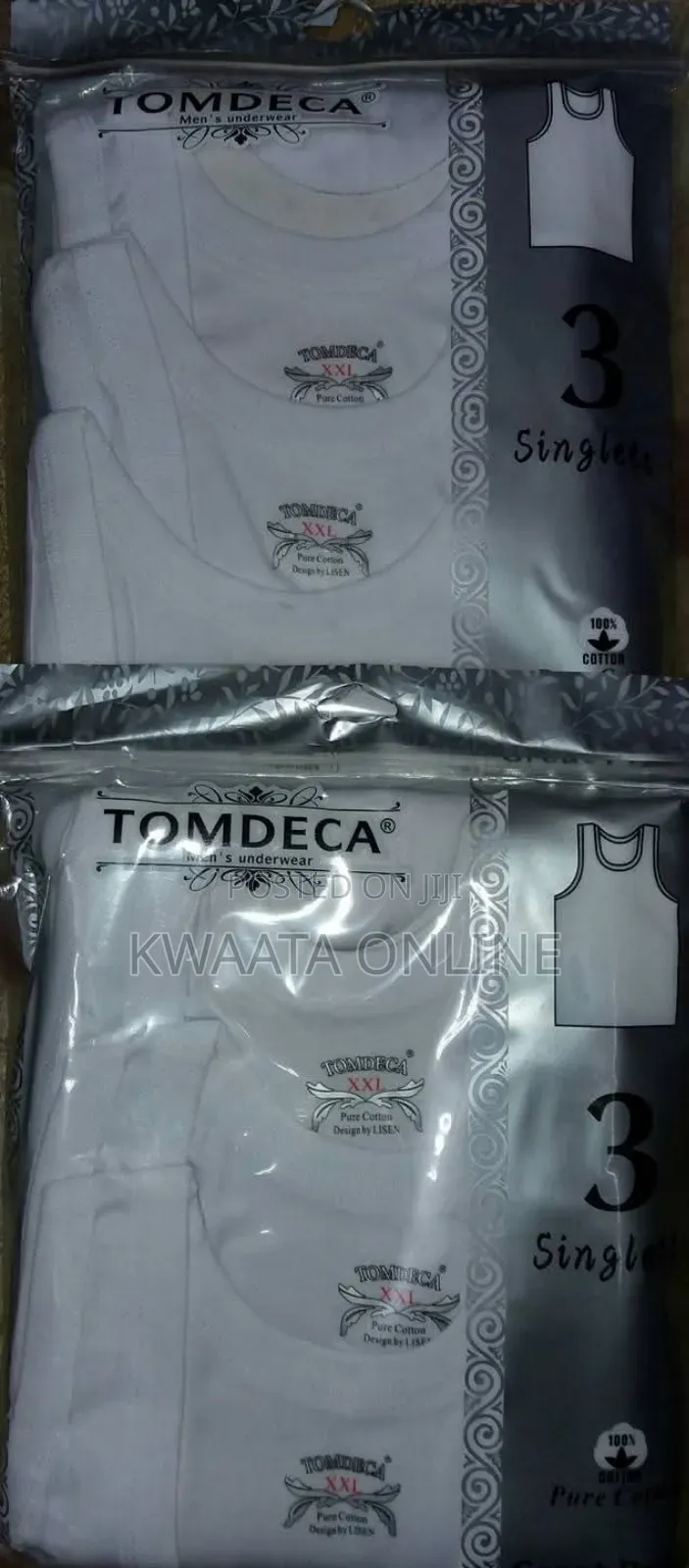 Tomdeca Original Mens Vests 3pcs Pure Cotton