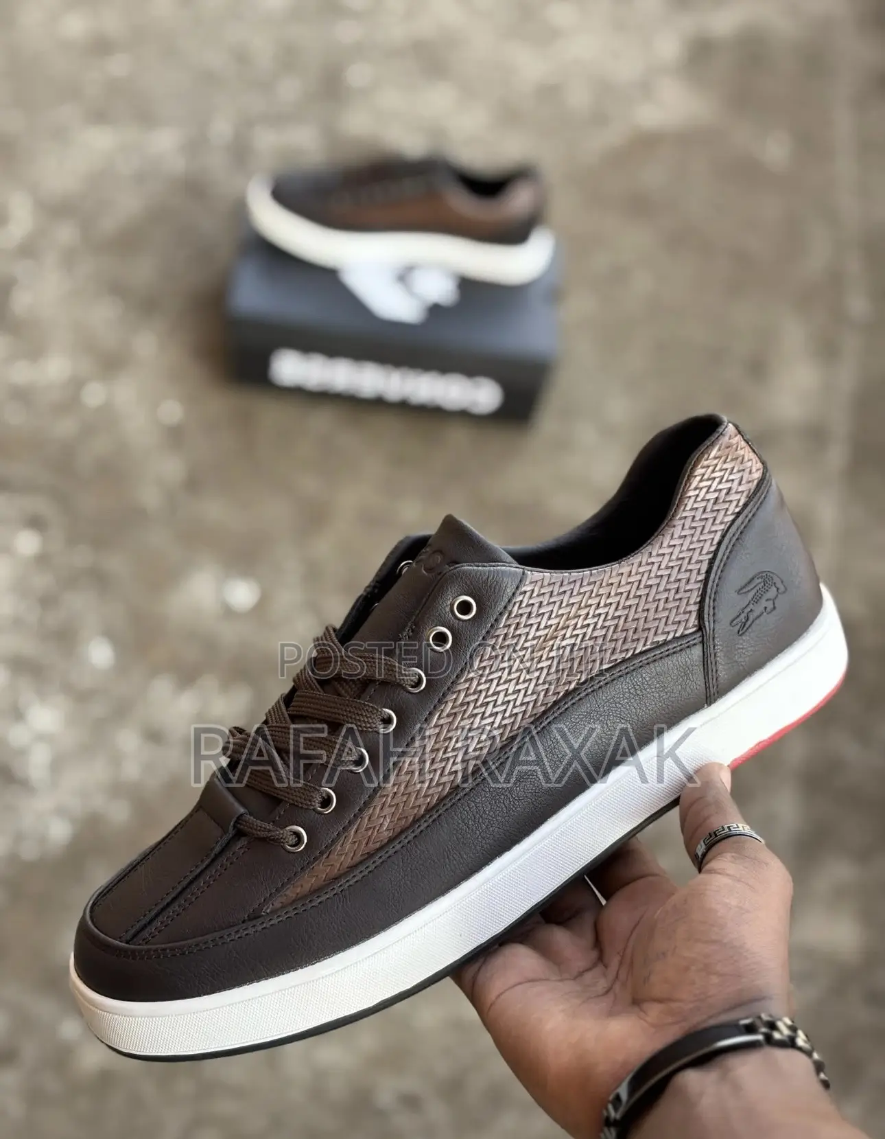 Original Men’S Dark Tan/White Lacoste Smart Casual Shoes