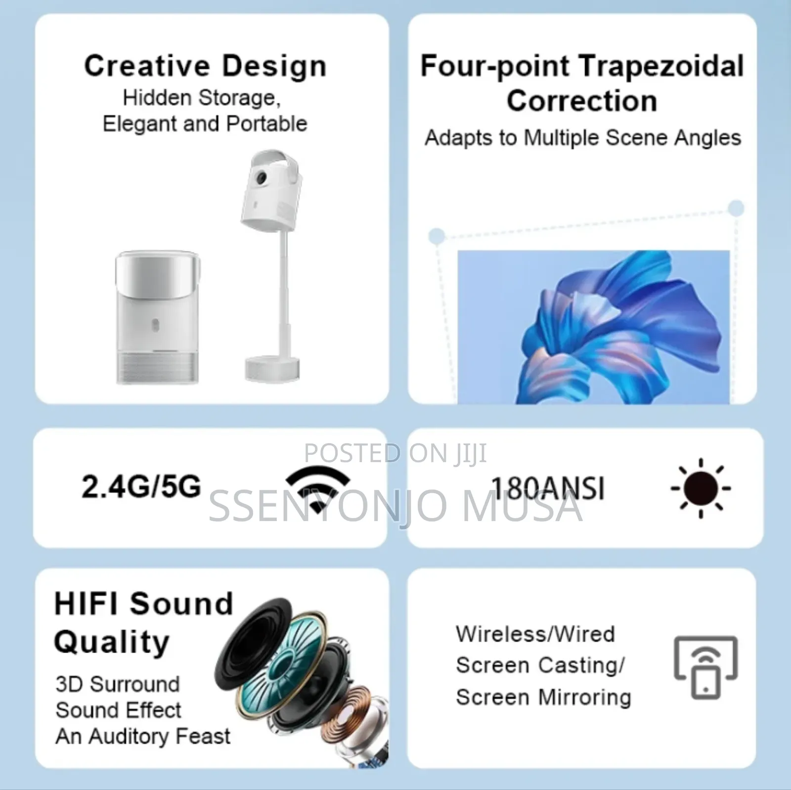 1080p Portable Android Projector With Wifi-Bt Hdmi -260 Ansi