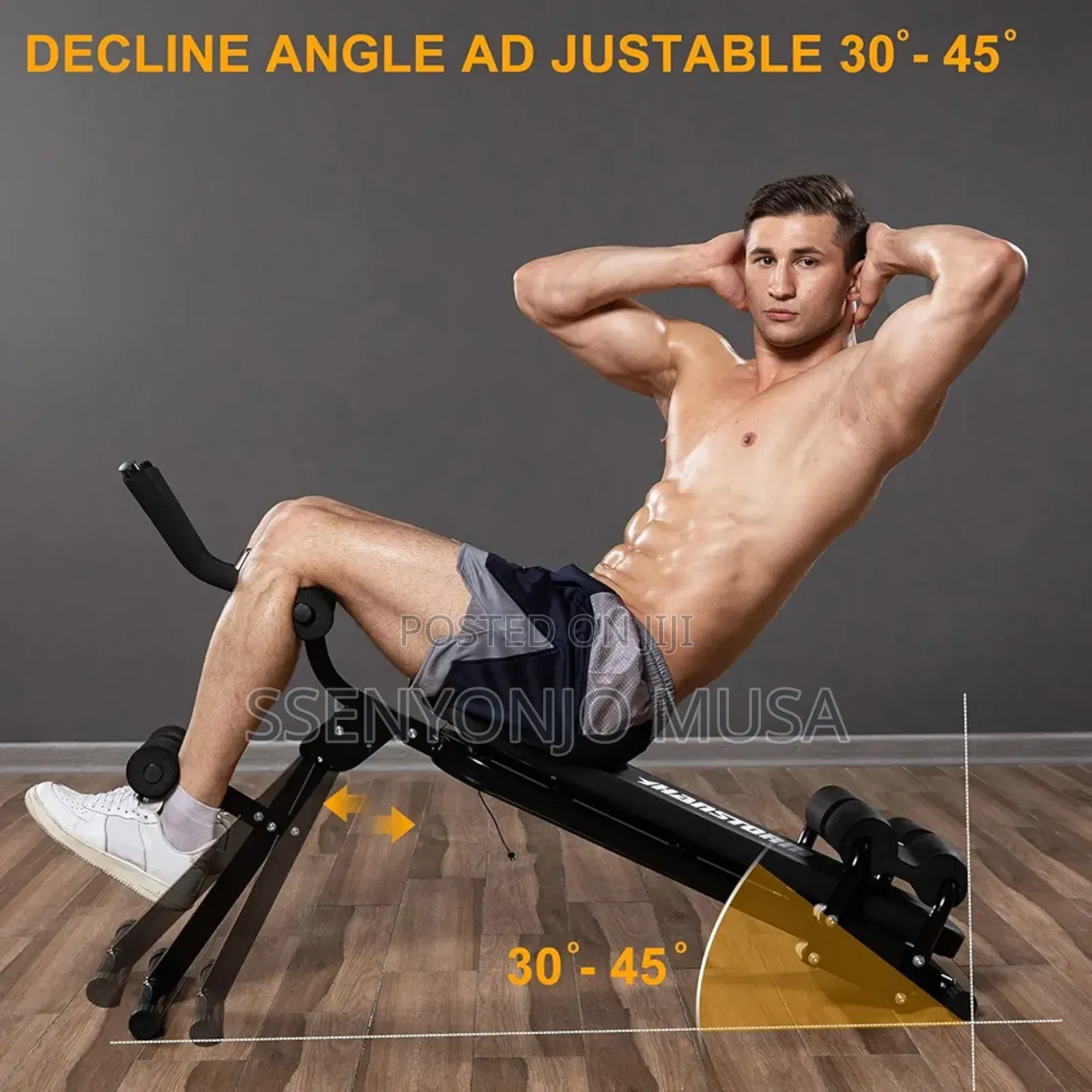 Adjustable Abdominal Bench for Home Gym - Foldable Durable