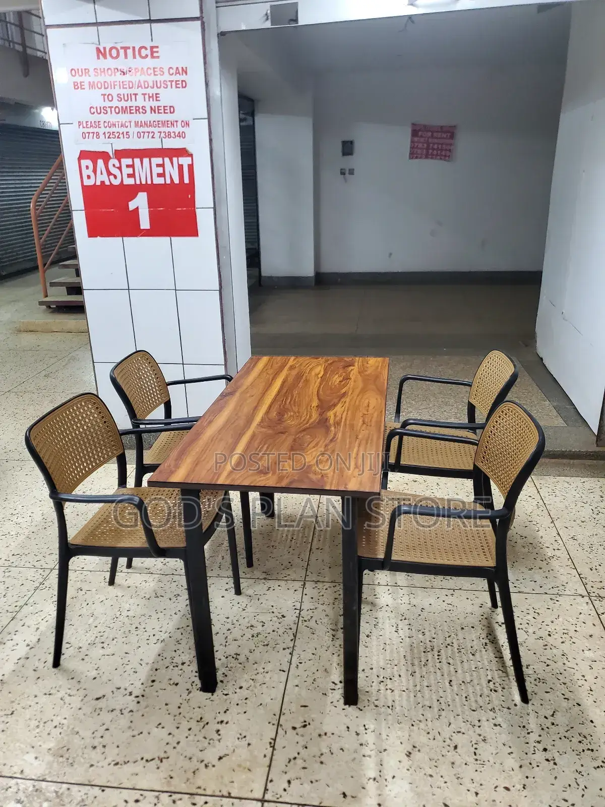 Plastic Chairs and Wooden Table Set