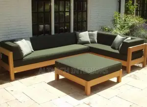 Wooden L Balcony Sofa Set With a Centre Table