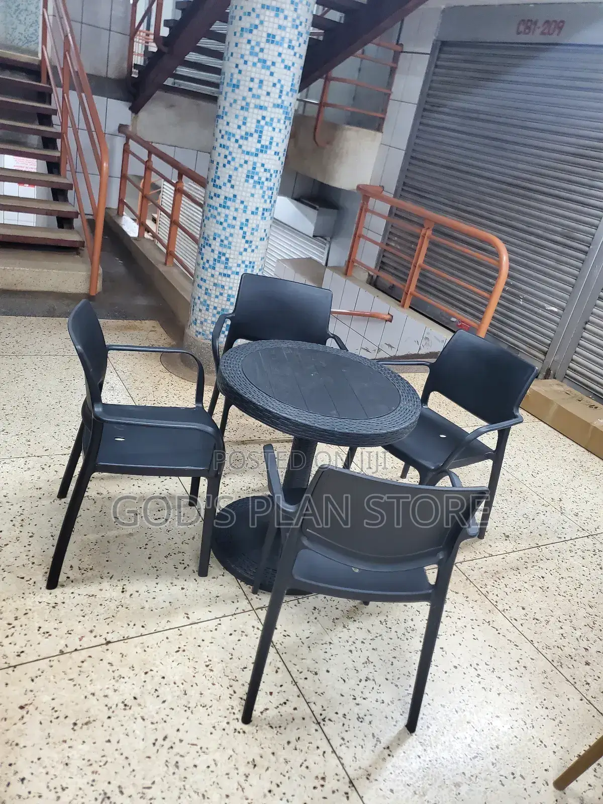 Easy Plastic Chairs and Table (Bar)